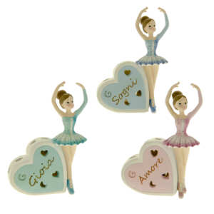 Bomboniera Cuore a Led con Ballerina in Resina Vari Colori