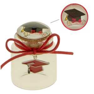 Bomboniera Decorazione Barattolo con inserto simbolo Cappello TOCCO LAUREA