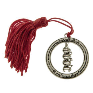 Bomboniera  Ciondolo Laurea con nappina rossa in Biologia Zama