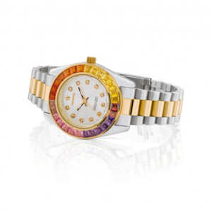 Orologio hoops monte carlo silver and gold bianco rainbow 2644L-SG01
