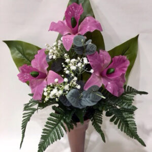 Mazzo di fiori in vetroresina tris cattleya fucsia