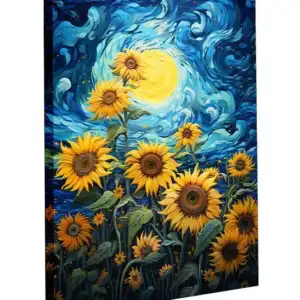 Girasole notte stellata stile Van Gogh Arte su tela Stampa su tela CON TELAIO