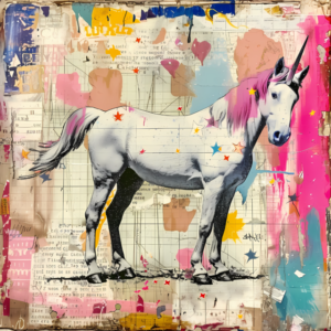 Unicorno stampa su tela stile pop art